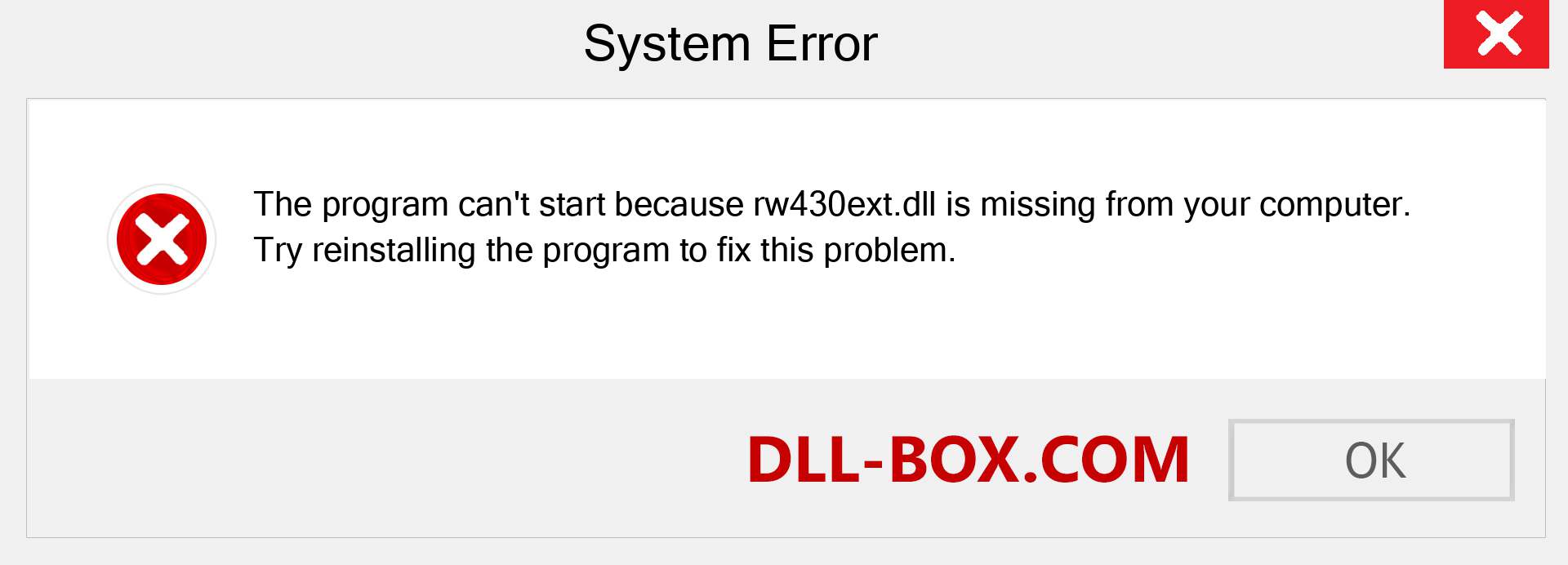  rw430ext.dll file is missing?. Download for Windows 7, 8, 10 - Fix  rw430ext dll Missing Error on Windows, photos, images